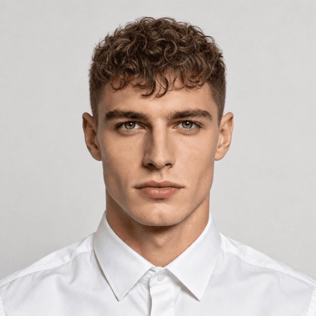 Curly Fringe men's hairstyle reference image
