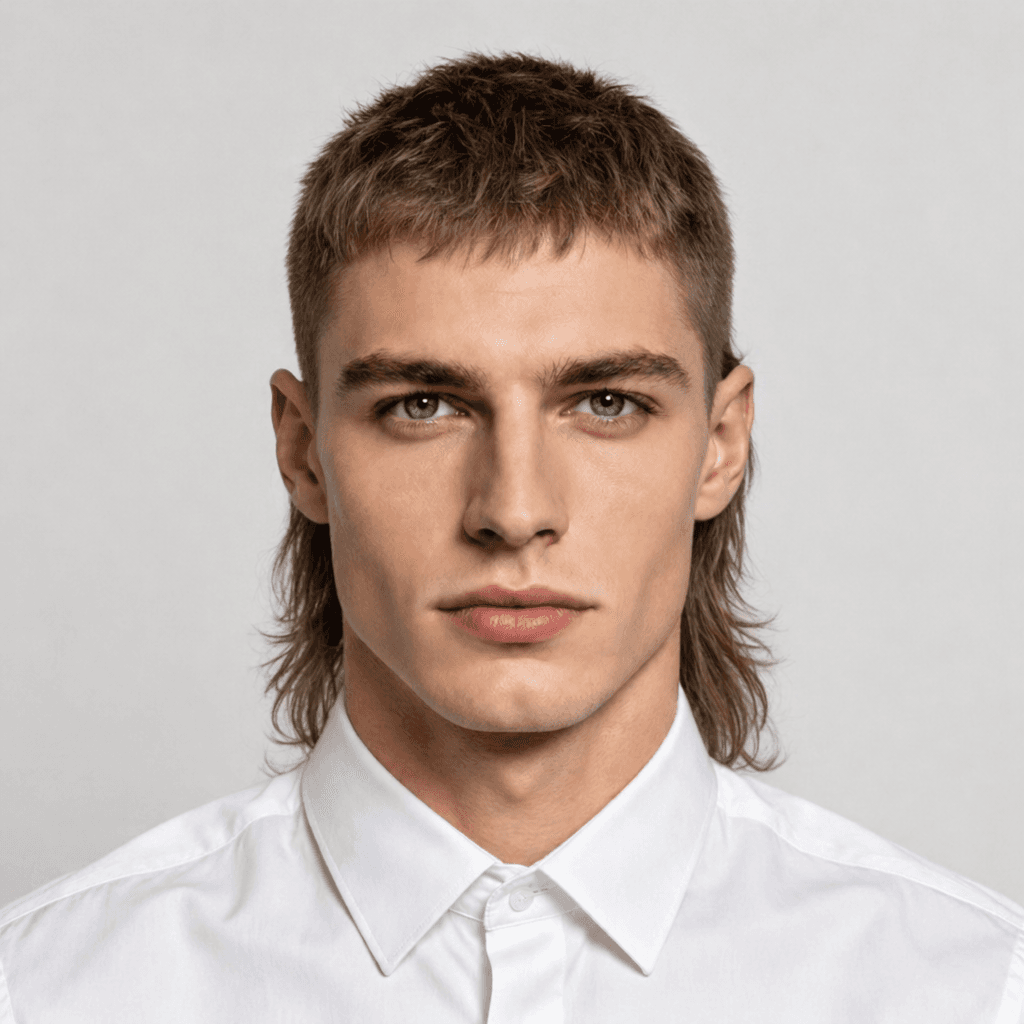 Mullet men's hairstyle reference image